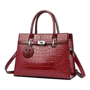 Faux Croc Burgandy Crossbody Handbag NWT